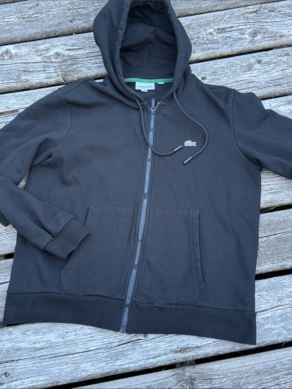 Lacoste Mens Non-Brushed Fleece Full Zip HoodieHooded Sweatshirt